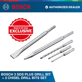 Bosch 3 SDS Plus drill bit + 2 chisel drill bits set